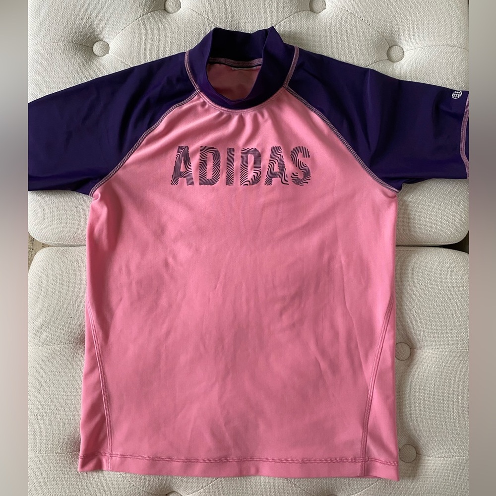 Adidas Pink and Purple Swim Shirt